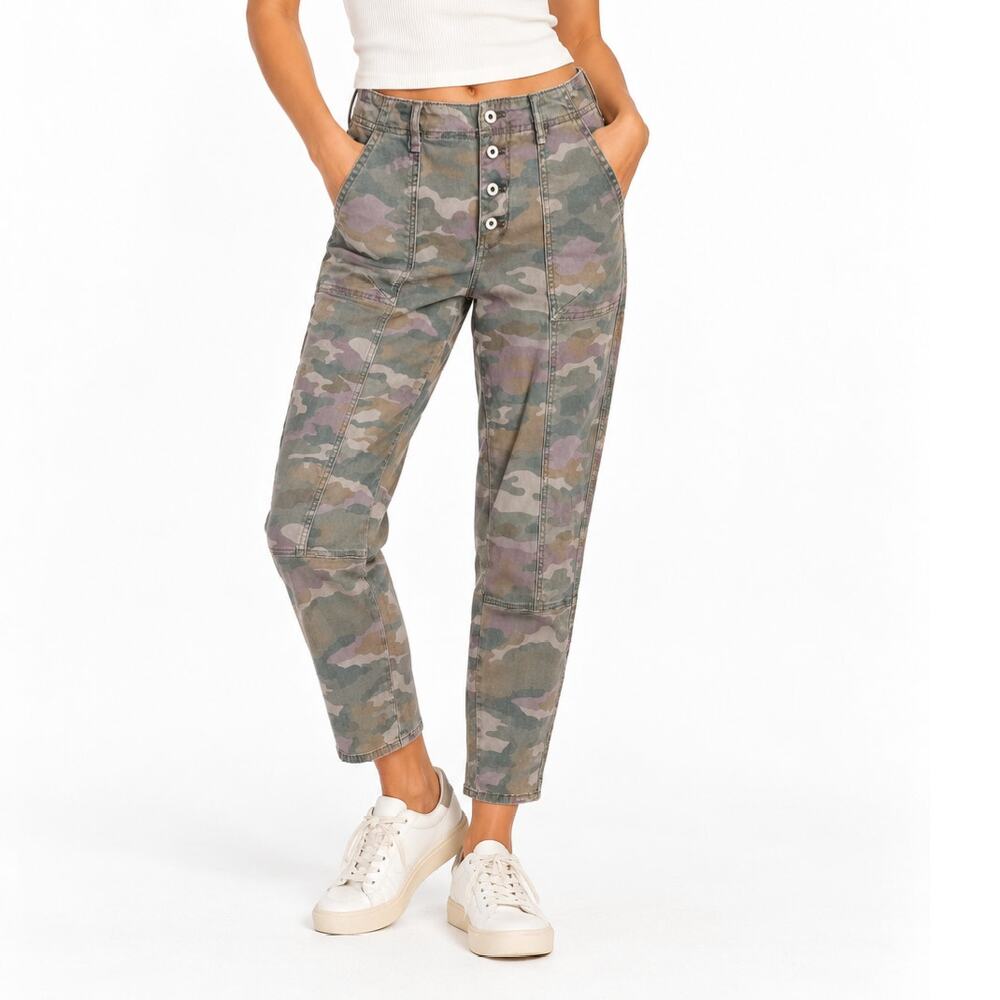 Anthropologie Camo Utility Pants Size 28 Pastel Camo Button Fly Straight Leg